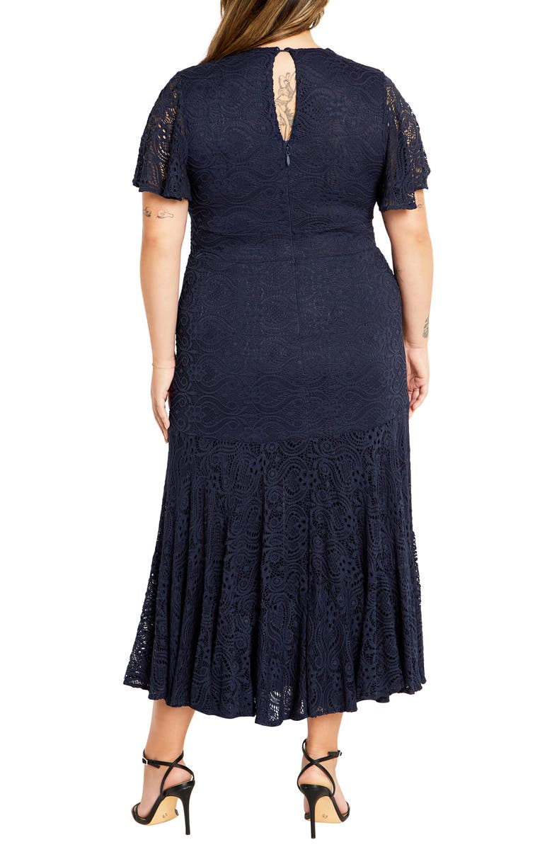 City Chic Margo Lace Maxi Dress, Alternate, color, Navy