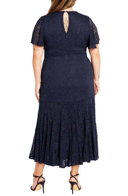 City Chic Margo Lace Maxi Dress In Blue