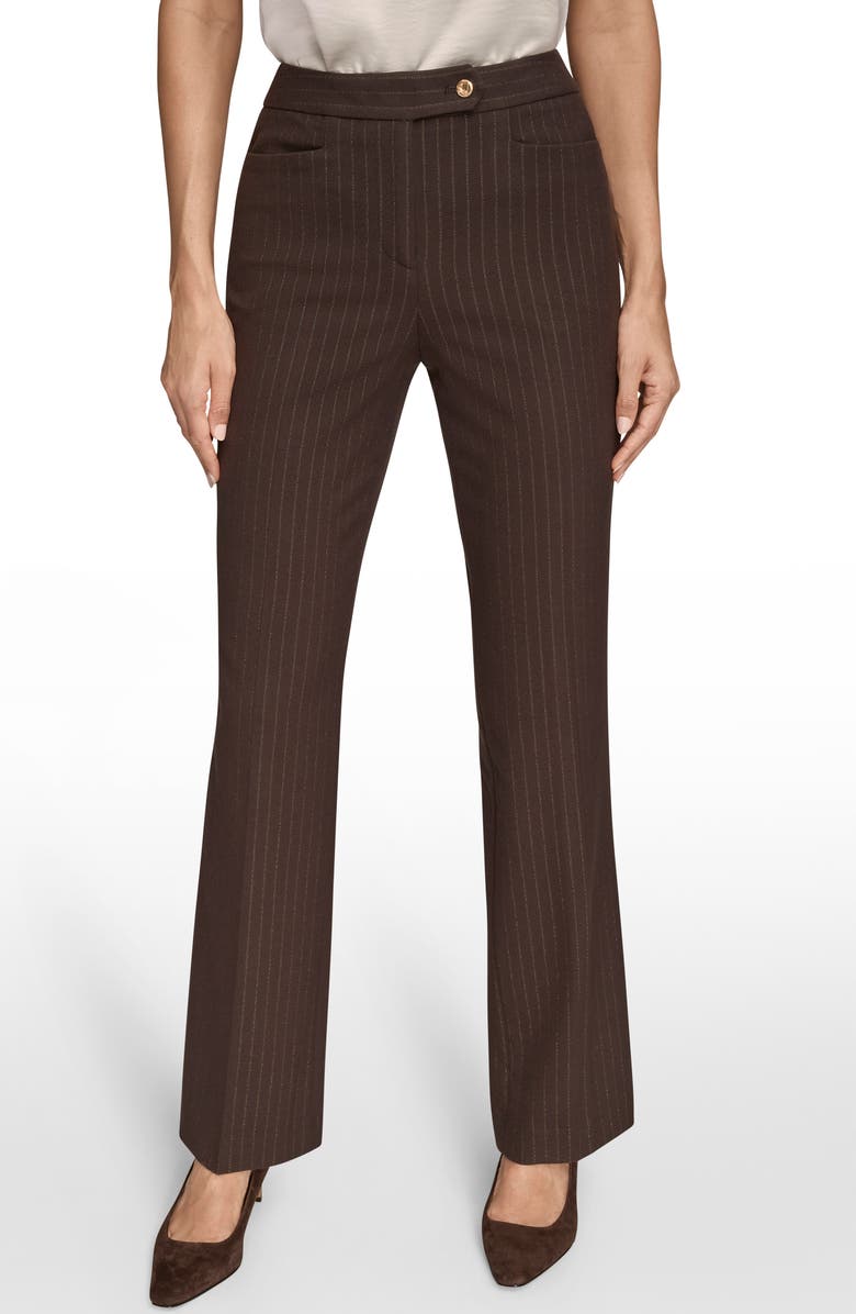 Donna Karan New York Metallic Stripe Straight Leg Pants, Main, color, Chocolate