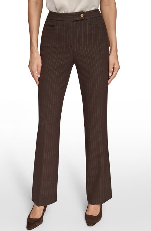 Donna Karan New York Metallic Stripe Straight Leg Pants In Brown