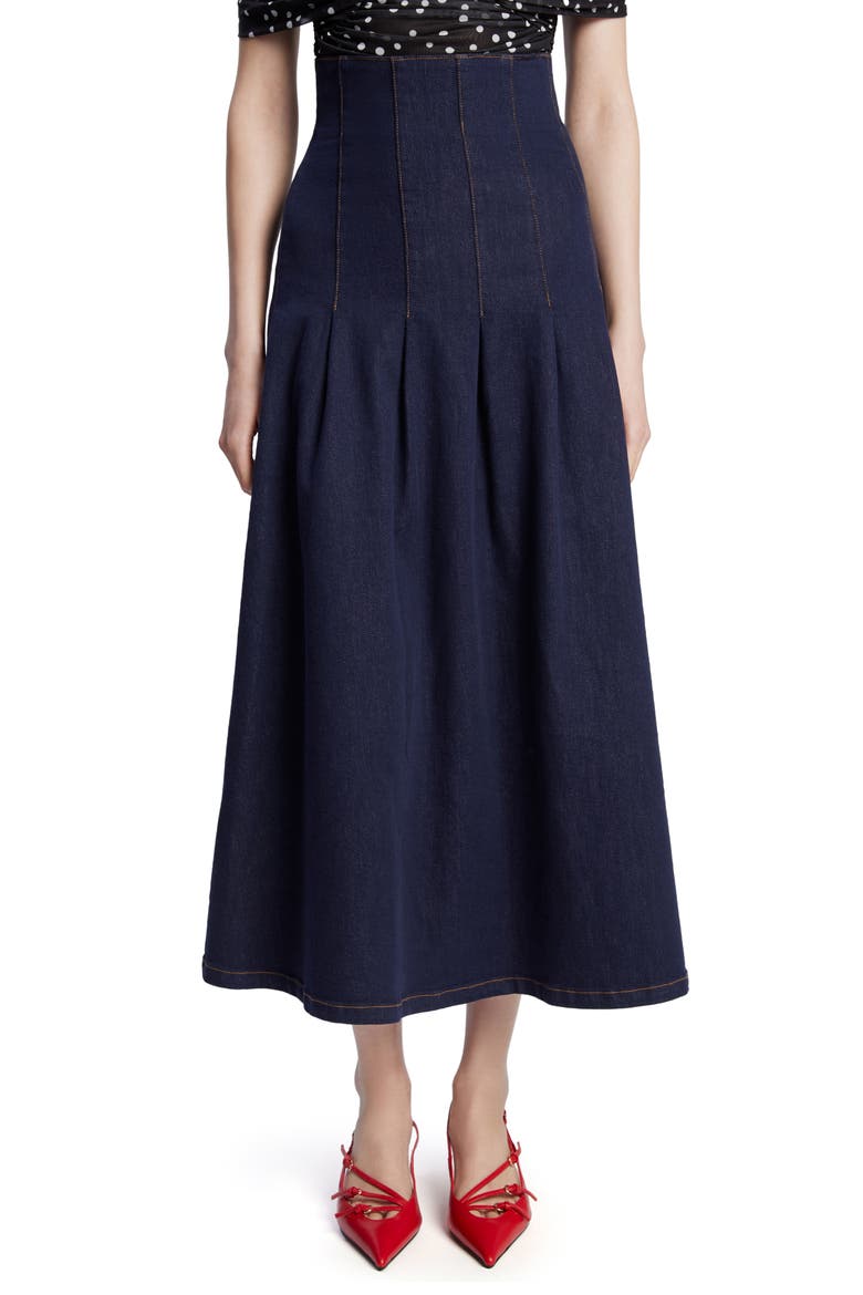 Zeta Denim Midi Skirt, Main, color, DARK DENIM