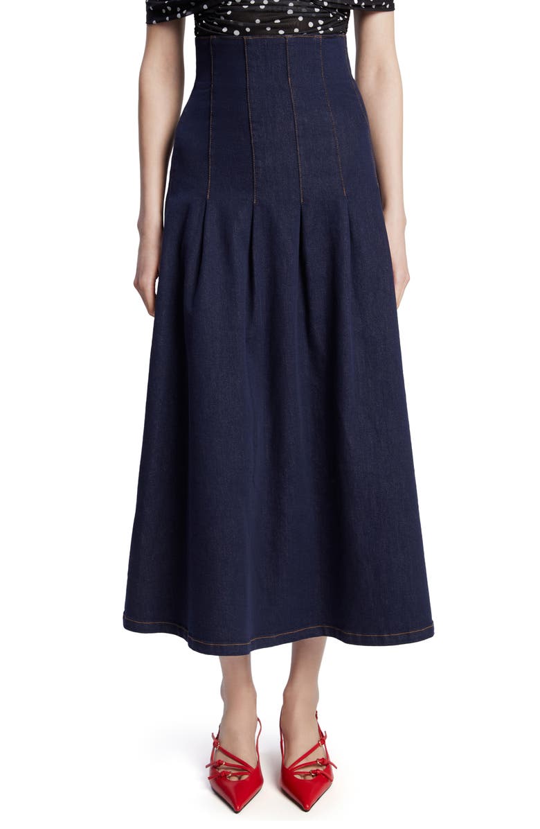Bardot Zeta Denim Midi Skirt, Main, color, Dark Denim