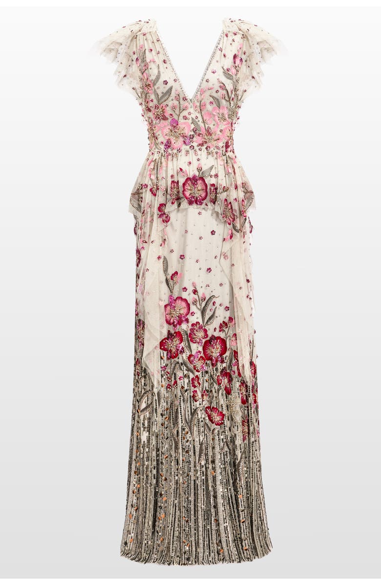 Jenny Packham Flower Power Floral Sequin-Embellished Gown, Main, color, 