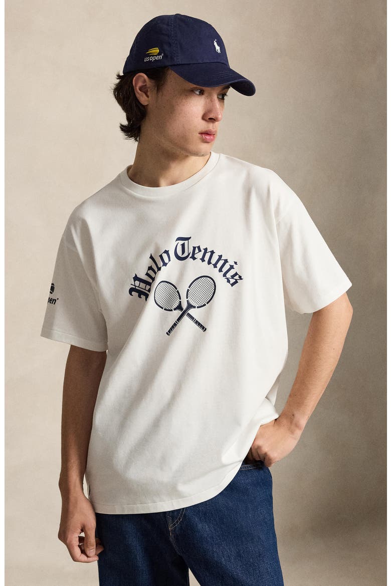 US Open Big Fit Polo Tennis Cotton Graphic T-Shirt, Alternate, color, WHITE