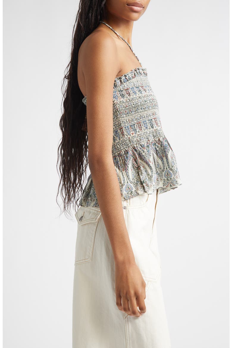 Damsey Paisley Smock Halter Top, Alternate, color, ECRU MULTI