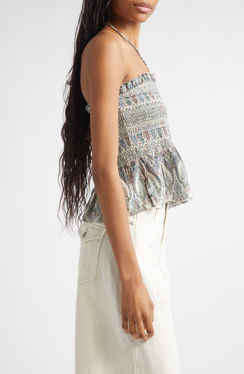 Veronica Beard Damsey Paisley Smock Halter Top In White