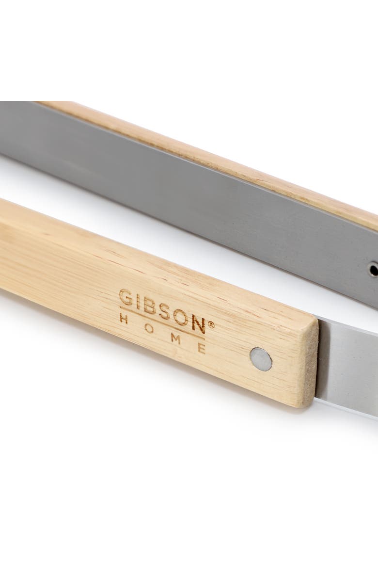 Gibson Home Barbecue Plus 3 Piece Barbecue Tool Set with Rubberwood Handles, Alternate, color, Brown