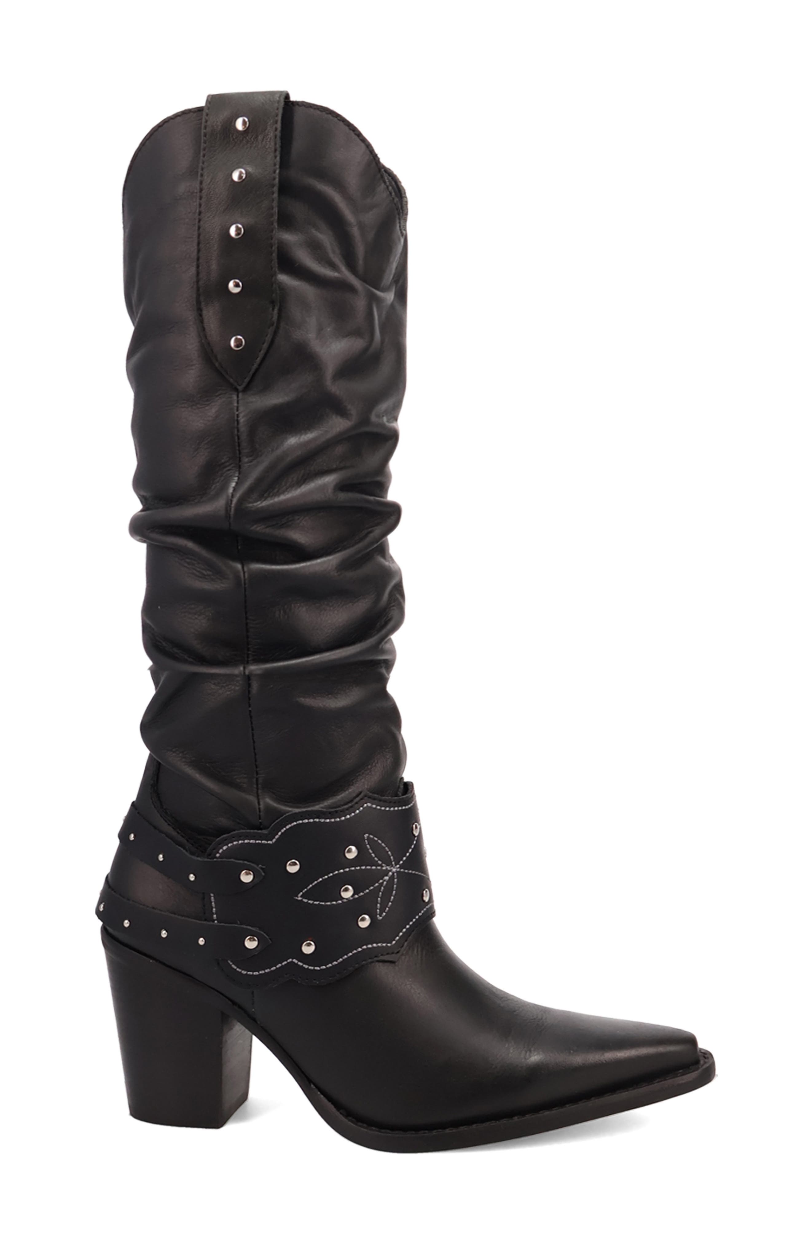 Dingo Grit n' Grace Pointed Toe Western Boot, Alternate, color, Black