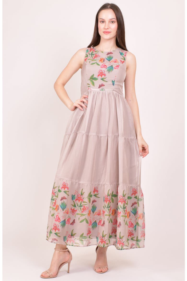 Floral Organza Tiered Maxi Dress, Main, color, Blush
