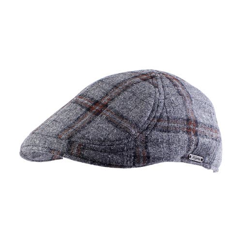 Wigens Italian Check Wool Pub Cap In Gray