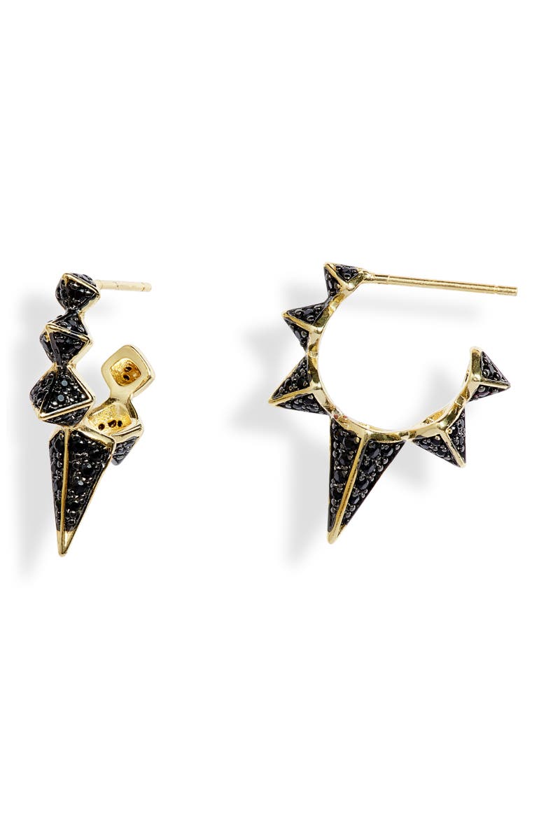 Gabriella Spiked Hoop Earrings, Main, color, BLACK