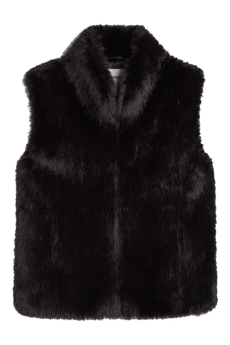Laila Pluche™ Faux Sable Vest, Alternate, color, NOIR