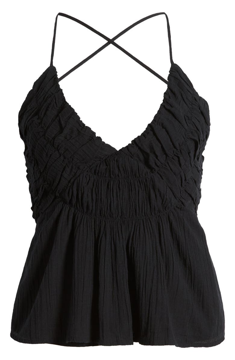 Treasure & Bond Shirred Cotton Gauze Peplum Top, Alternate, color,