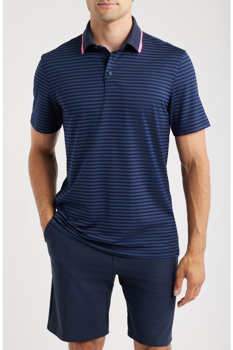Stripe Mesh Golf Polo, Main, color, TWILIGHT