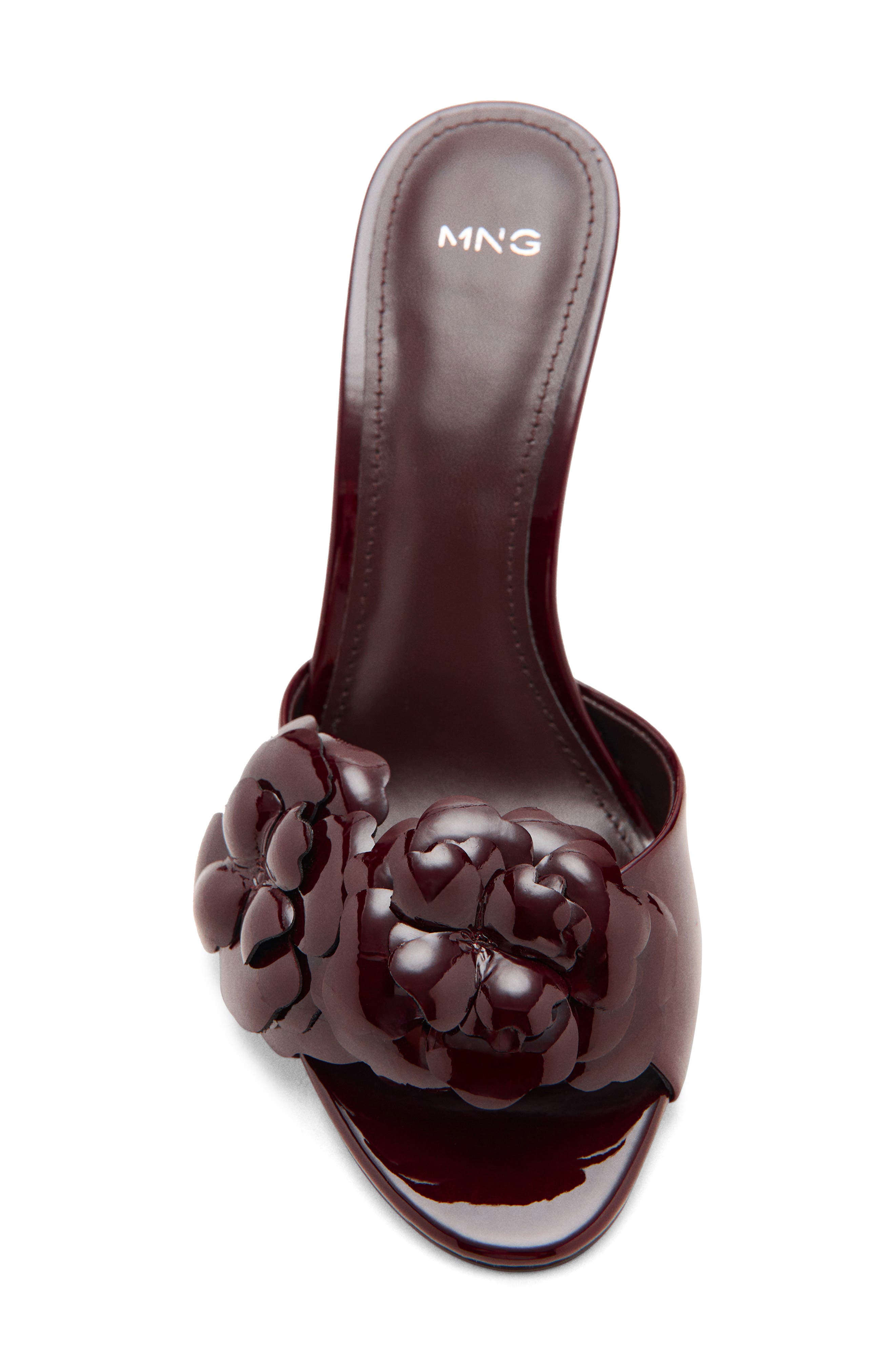 MANGO Flora Petals Slide Sandal, Alternate, color, Dark Brown