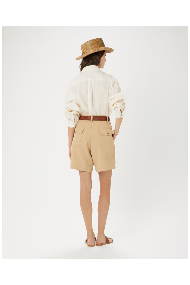 Jillian Cotton Bermuda with Pleats, Alternate, color, CAMEL