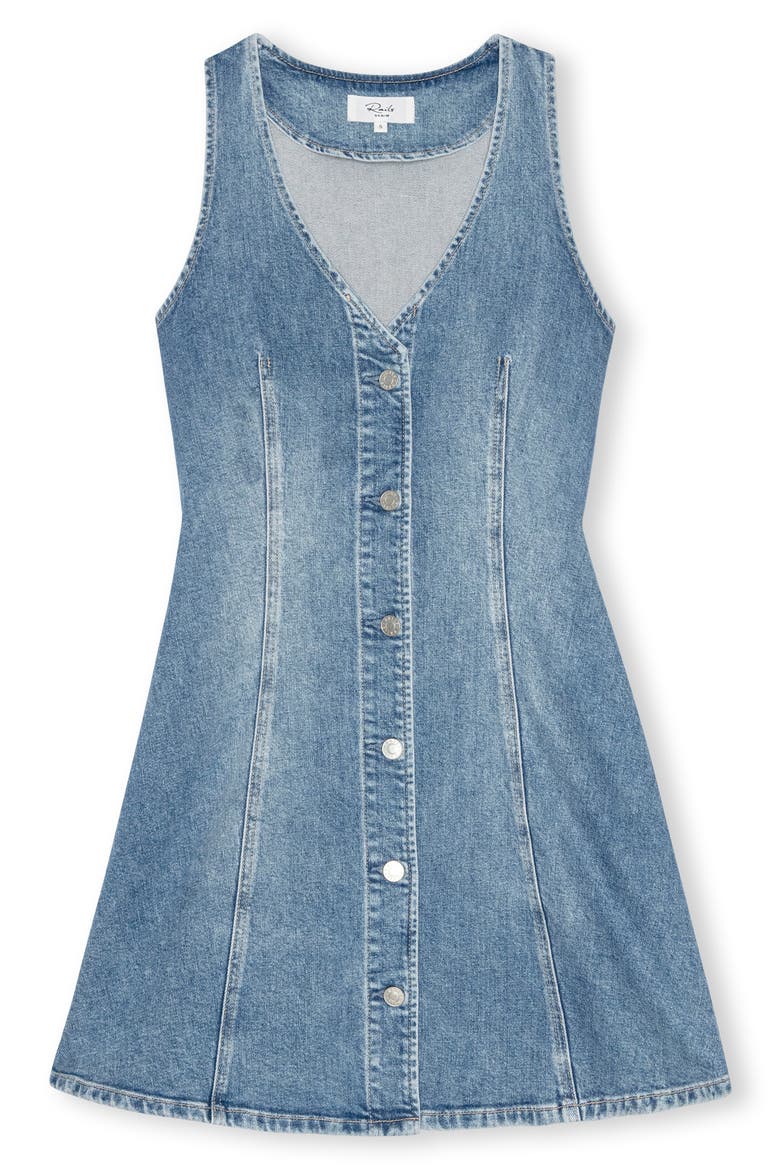 Anaheim Sleeveless Fit & Flare Denim Minidress, Alternate, color, HERITAGE BLUE