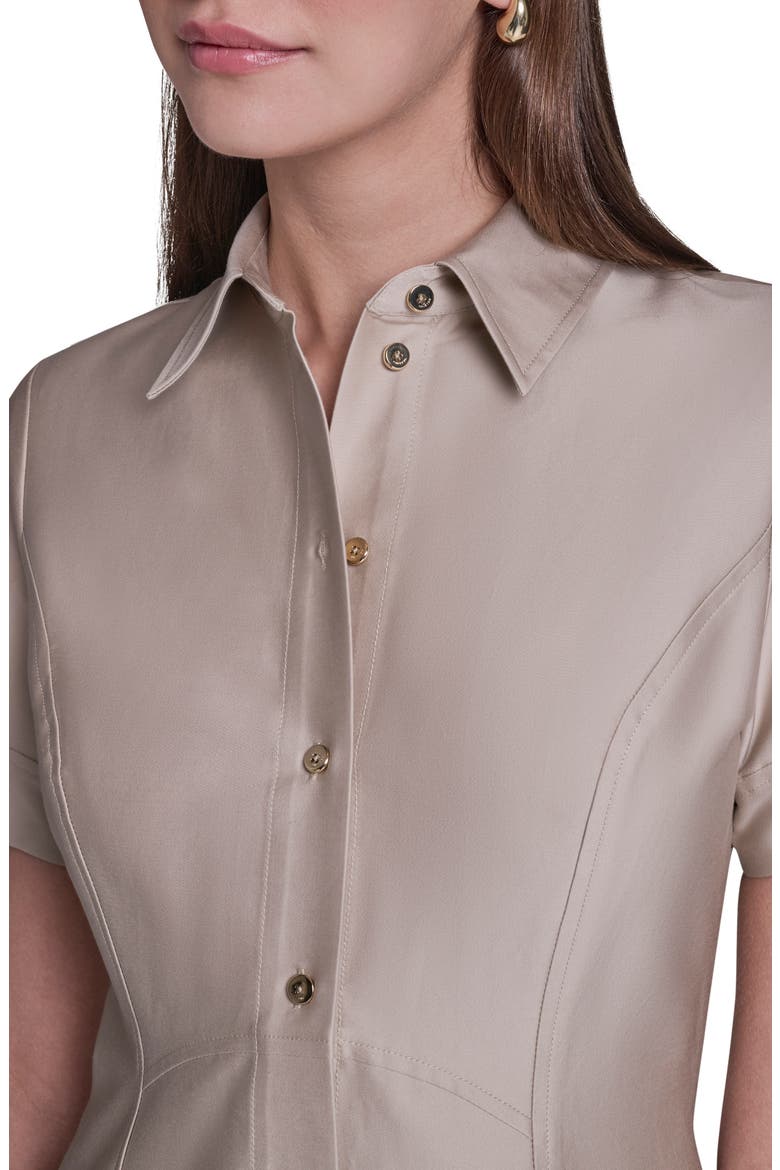 Short Sleeve Stretch Cotton Shirtdress, Alternate, color, SANDSTONE