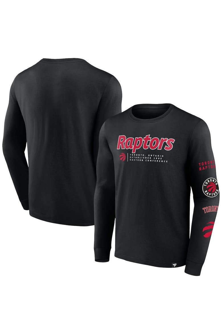Men's Fanatics Black Toronto Raptors Baseline Long Sleeve T-Shirt, Main, color, Black