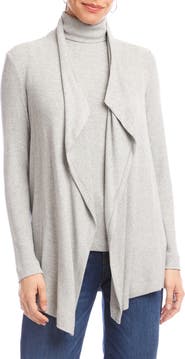 Karen Kane Rib Draped Open Front Cardigan