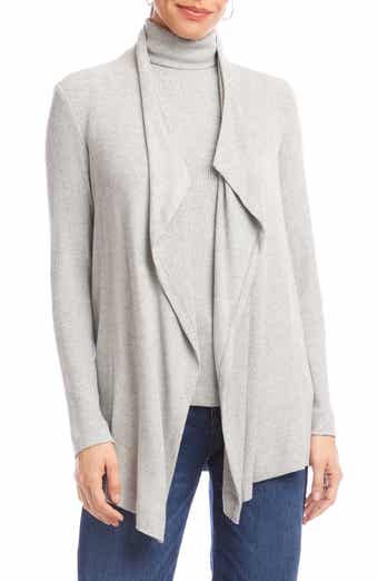Rib Draped Open Front Cardigan