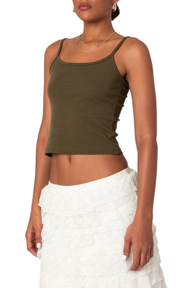 EDIKTED Deanna Crop Camisole, Alternate, color, Olive