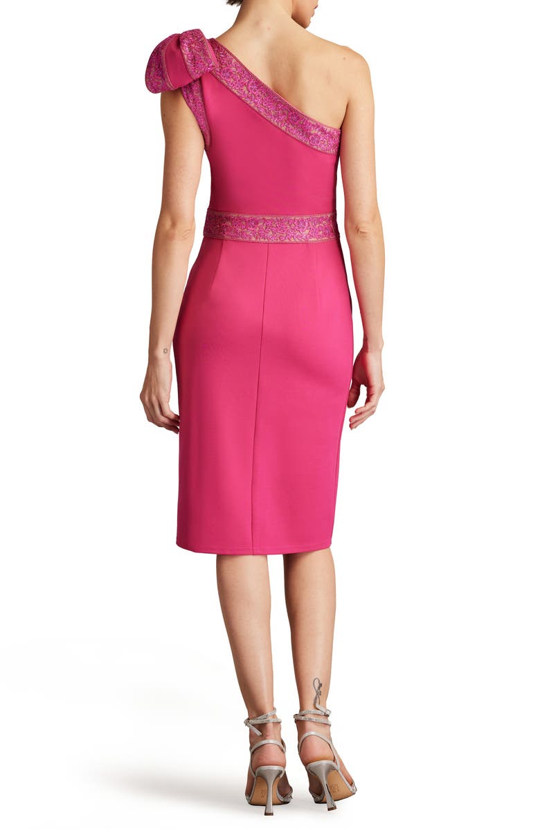 Tadashi Shoji Lace Detail One-Shoulder Sheath Cocktail Dress, Alternate, color, 