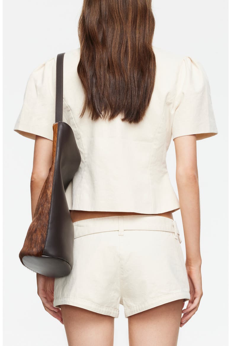 Puff Shoulder Cotton Top, Alternate, color, BEIGE