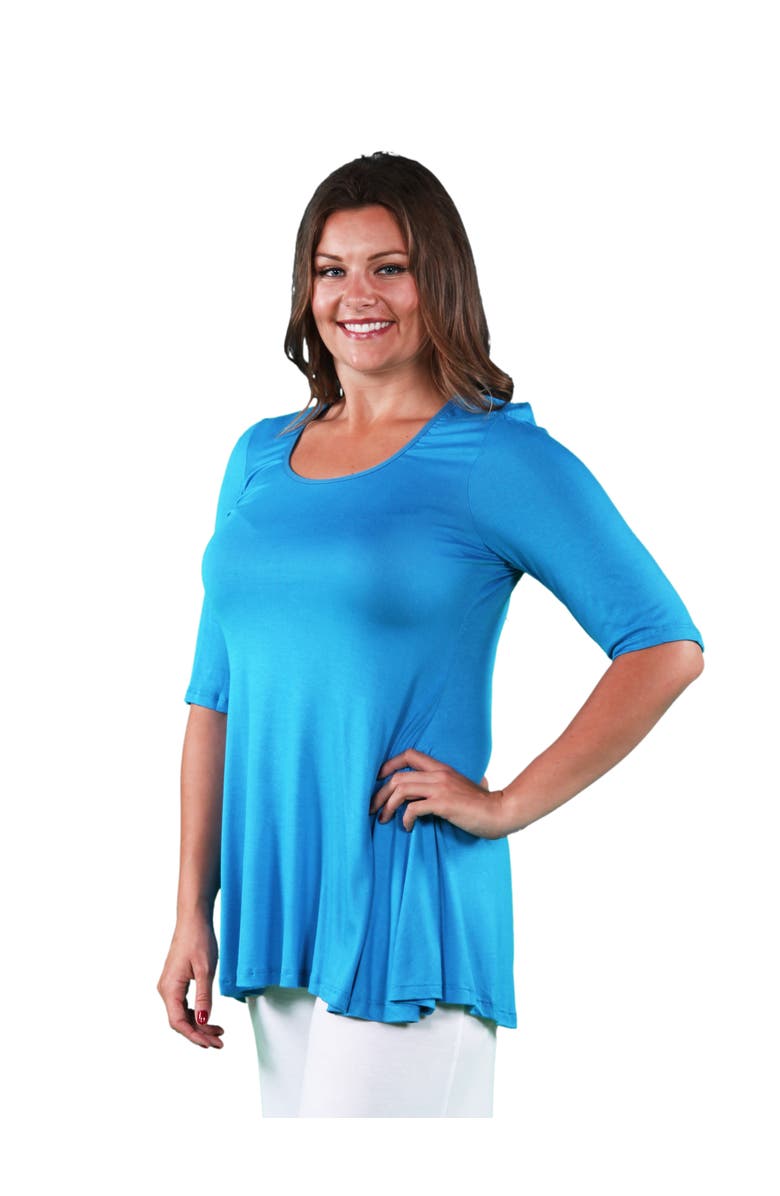 24seven Comfort Apparel Elbow Swing Tunic Top, Alternate, color, Turquiose