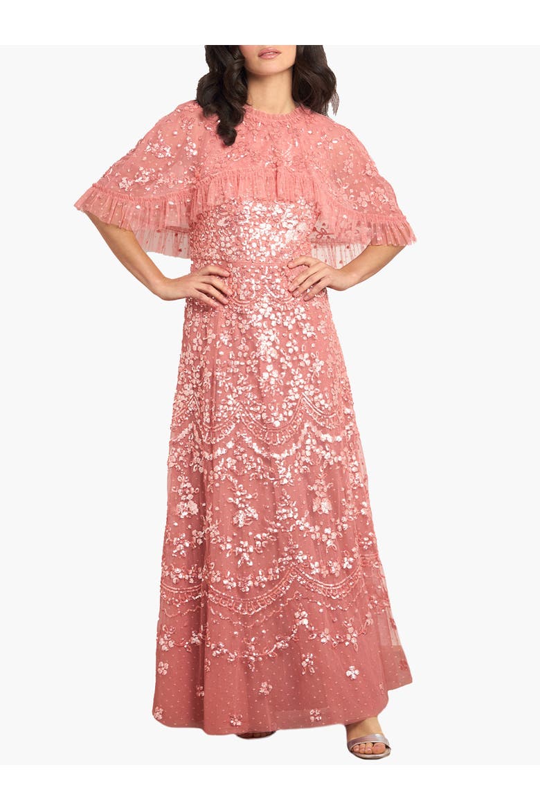Freya Cape Ankle Gown, Main, color, Misty Rose