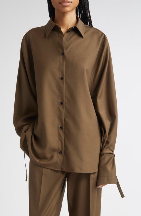 Monogram Embroidered Flannel Pajama Top