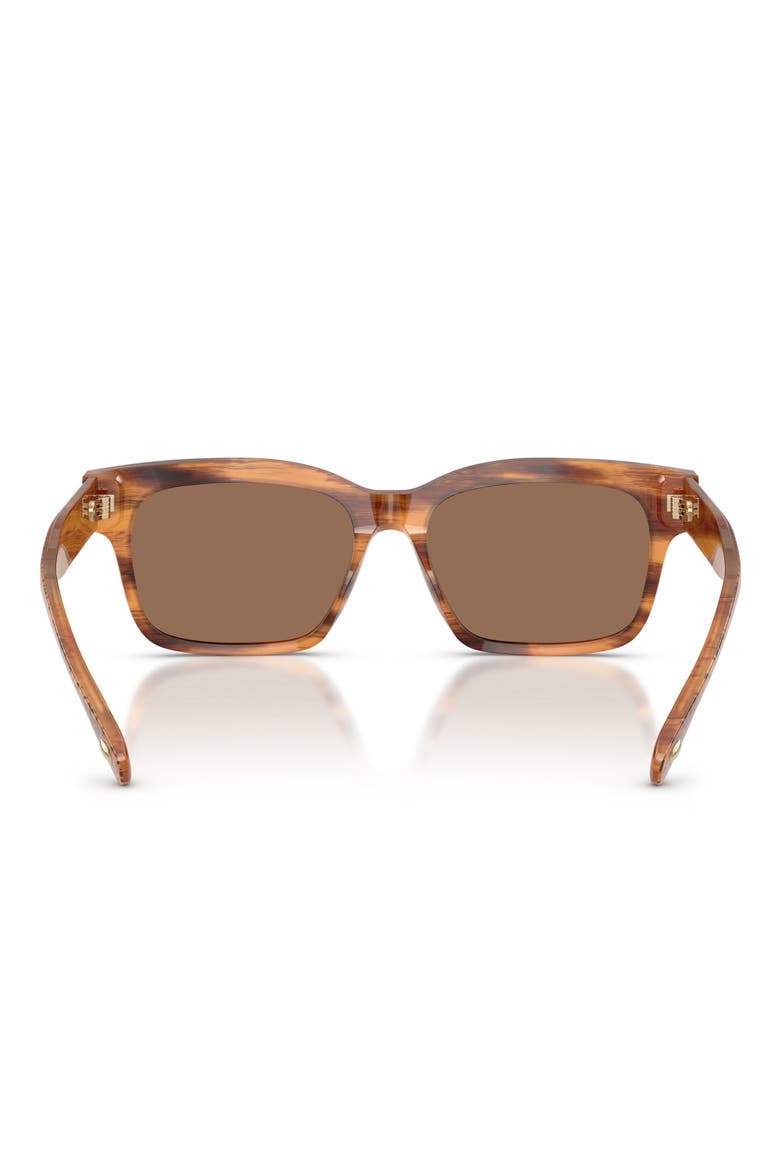 55mm Rectangular Sunglasses, Alternate, color, HONEY WOOD / DARK BROWN
