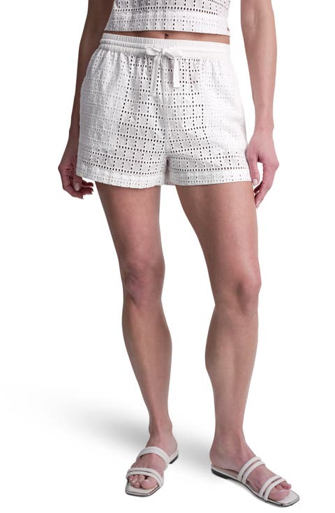 Geometric Eyelet Relaxed Drawstring Shorts