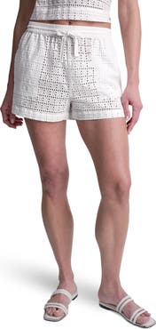DKNY Geometric Eyelet Relaxed Drawstring Shorts