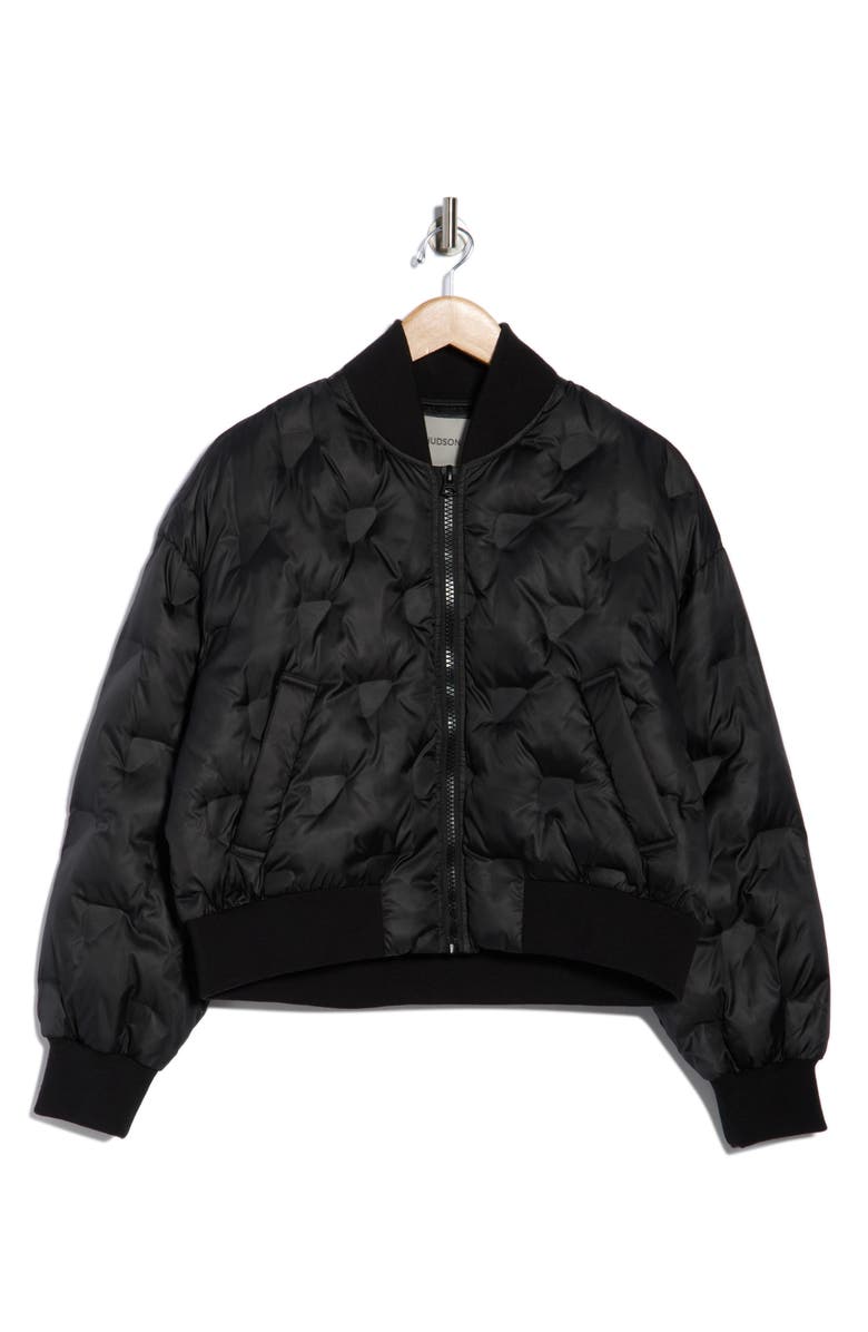 Hudson Jeans Embossed Quilted Bomber Jacket, Alternate, color, Black