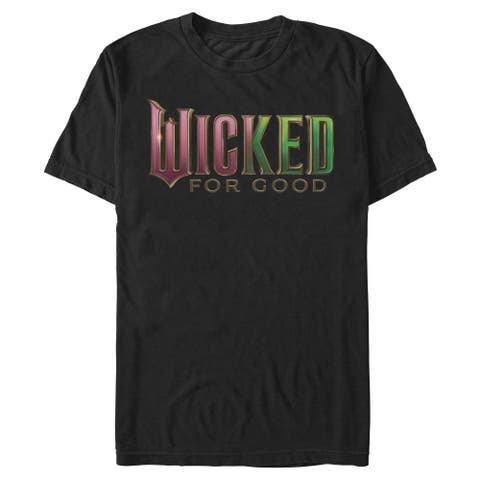 Men's Wicked For Good Official Pink and Green Logo  Graphic T-Shirt