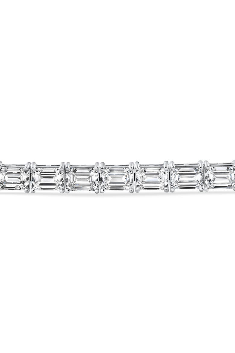 26Ct Emerald Cut Diamond East West Tennis Bracelet 14k Gold Lab Grown 7", Alternate, color, White Gold