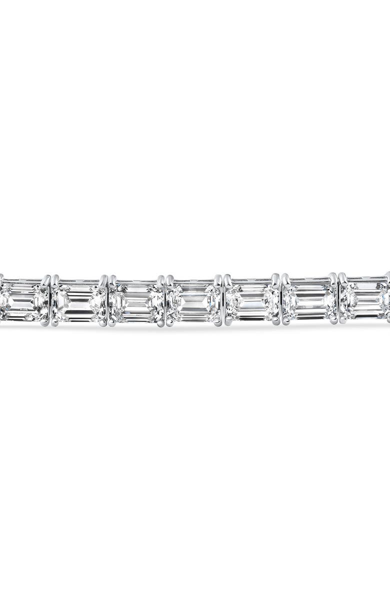 Bliss Diamond 16 Ct Emerald Cut Diamond East West Tennis Bracelet 14k Gold Lab Grown 7", Alternate, color, White Gold - 16Ct