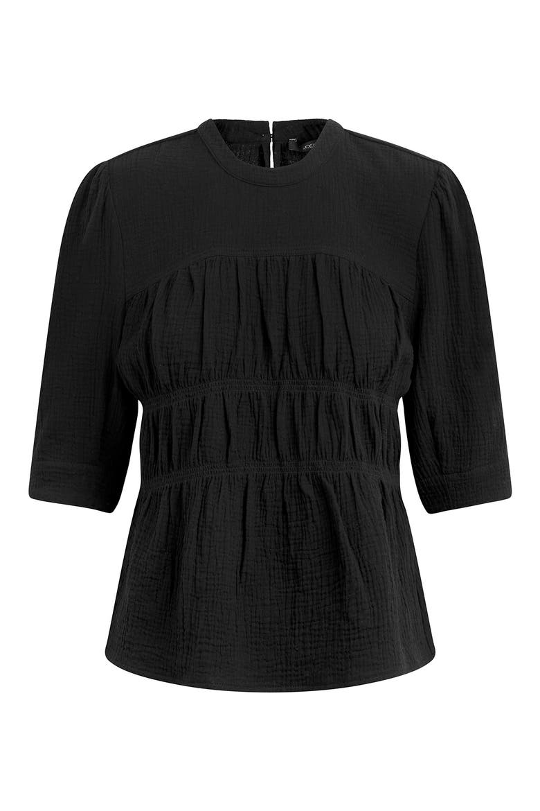 Shira Puff Sleeve Cotton Top, Alternate, color, JET BLACK