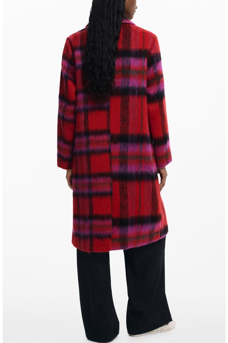 Tartan Plaid Fuzzy Coat, Alternate, color, RED