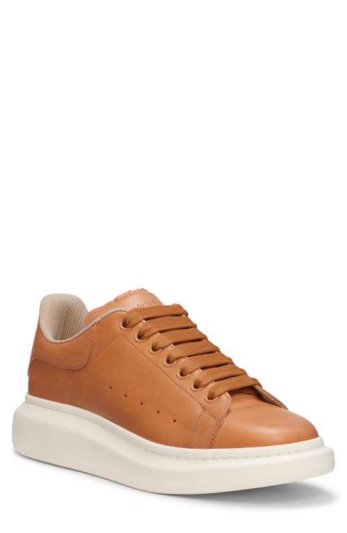 Alexander Mcqueen Caramel Leather Sneakers With Caramel Leather Heel In Natural