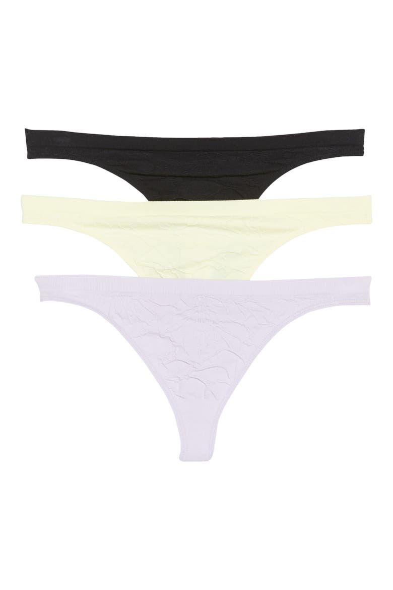 Intimates Keagan 3-Pack Thongs, Main, color, BLACK/ DREAMER/ FLASH