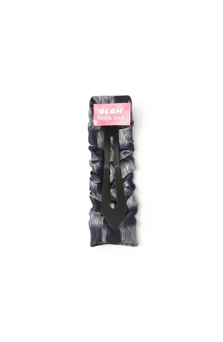 OLAH Lunelle Silk Hair Barrette Clip, Alternate, color, Steel Blue
