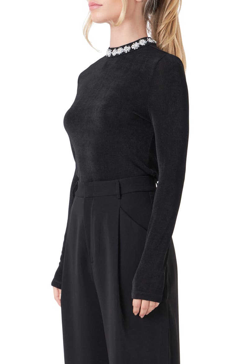 Embellished Slub Top, Alternate, color, BLACK