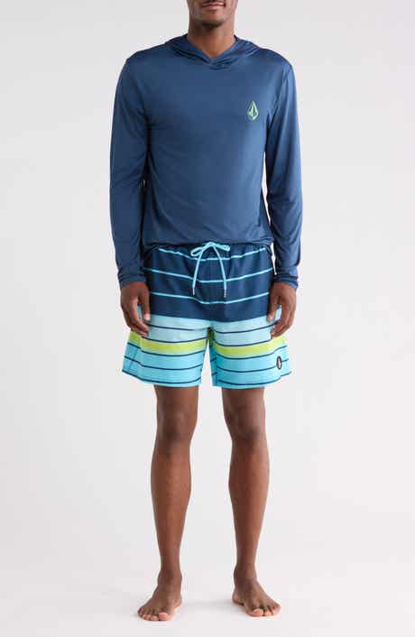 Volcom Hooded Rashguard & Swim Trunks Two-Piece Swimsuit