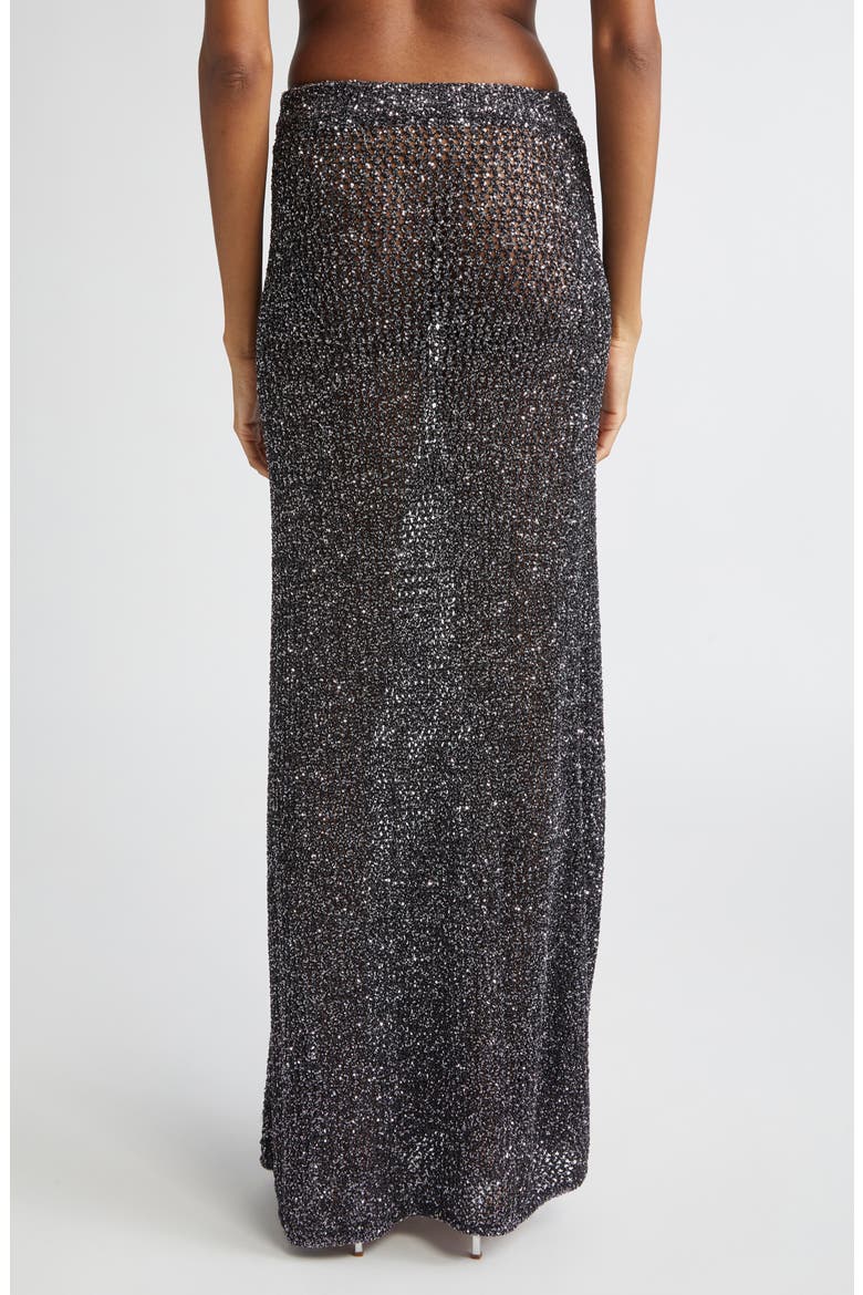 Sequin Crochet Maxi Skirt, Alternate, color, BLACK