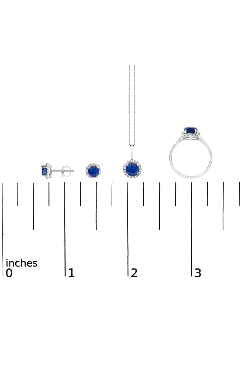 Haus of Brilliance 10K Gold Gemstone and 3/8 Cttw Diamond Halo Jewelry Set, Alternate, color, White | Blue Sapphire