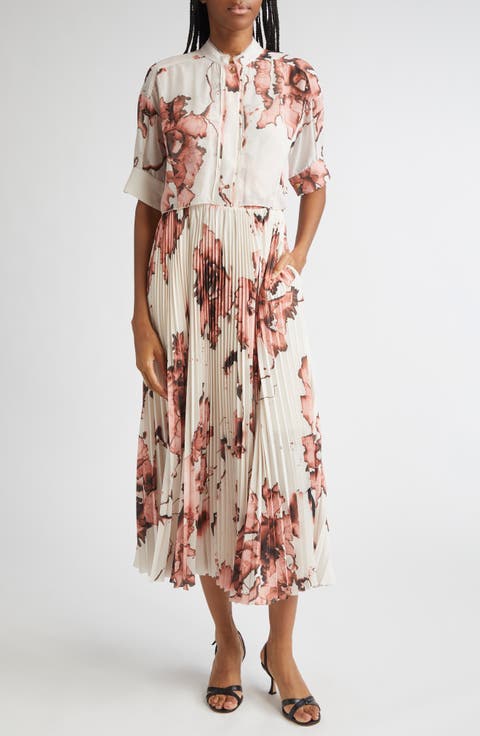 Pleated Drop Waist Dress