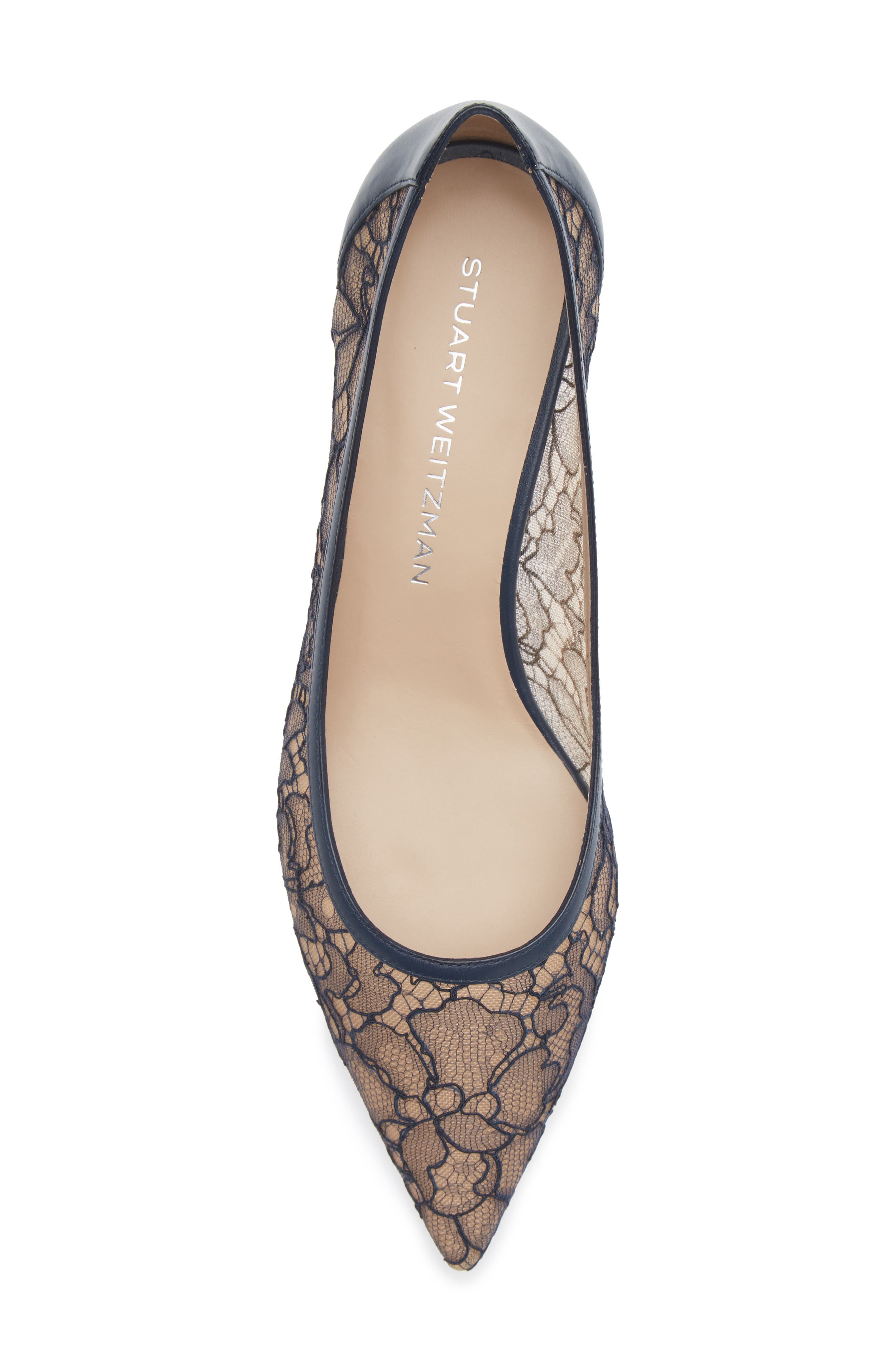 Stuart Weitzman Stuart Power 50 Pump, Alternate, color, Navy Lace
