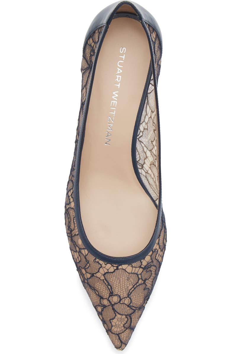 Stuart Weitzman Stuart Power 50 Pump, Alternate, color, Navy Lace